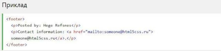 Приклад <footer>